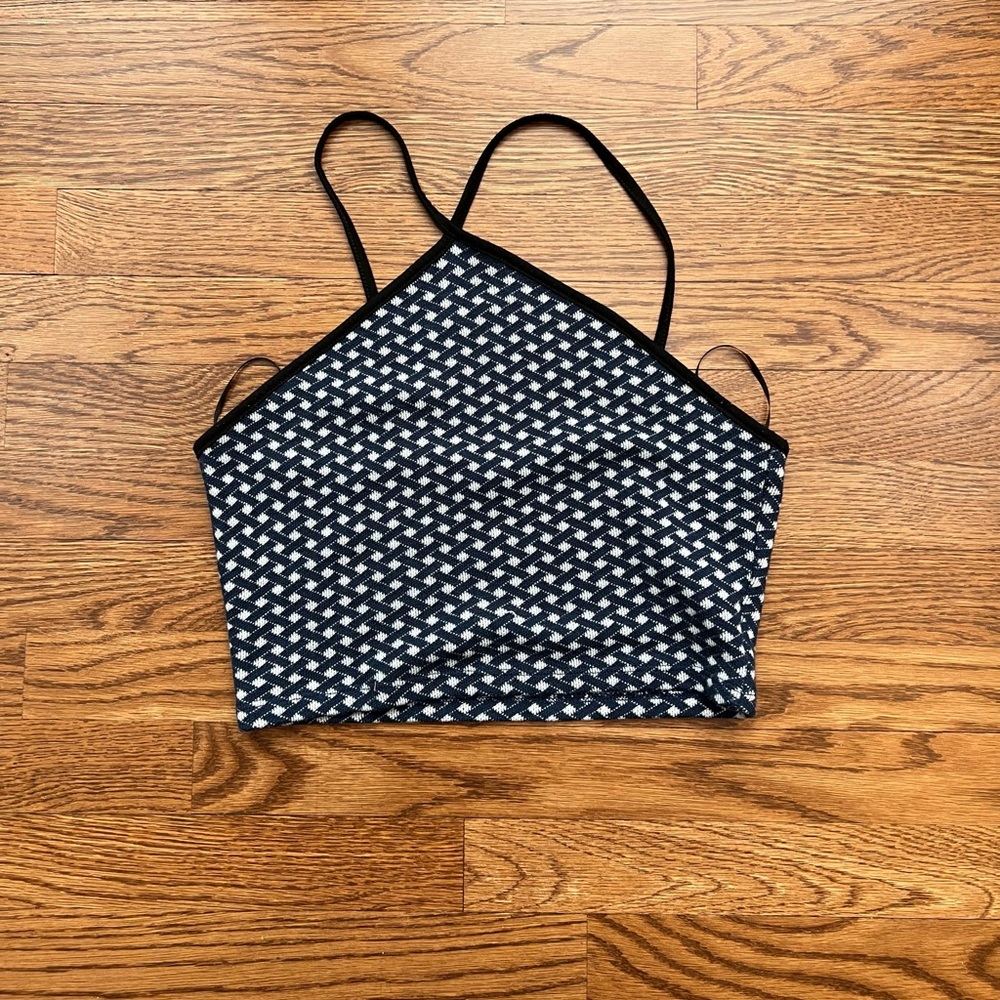 Zara Blue and White Patterned Crop Top